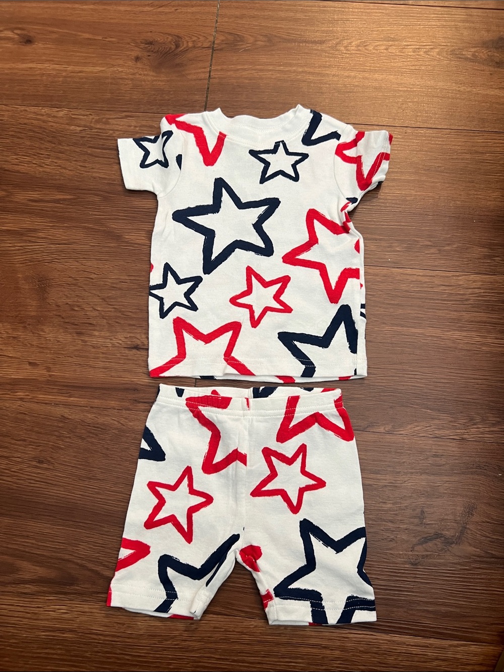 Carter's White Pajama Set with Red & Navy Star Print